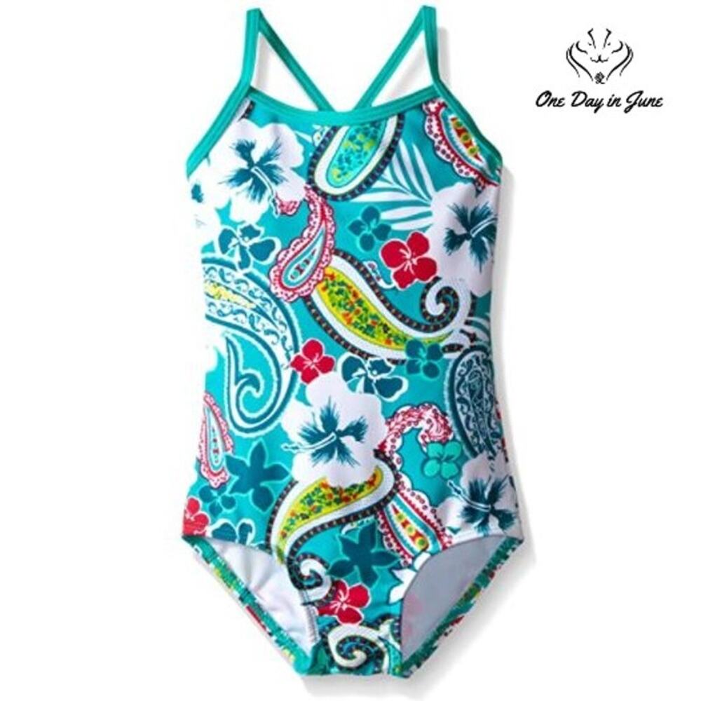 Kanu Surf Girls Layla Beach Sport One Piece Swimsuit Floral NWT Size 14